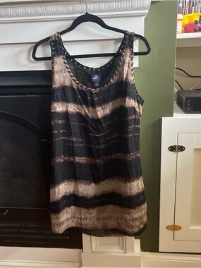 Tie-Dye Black & Brown Studded Sleeveless Tank Top - A. I.